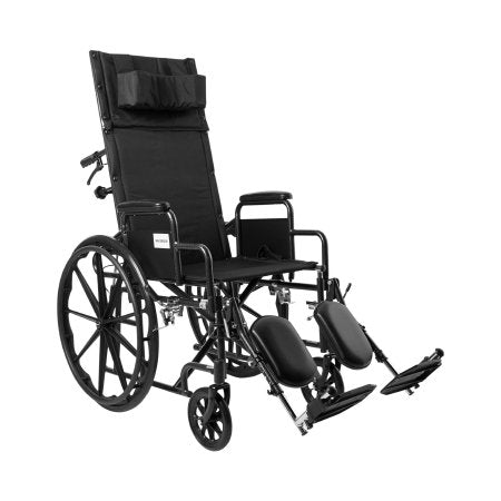 McKesson Reclining Desk Length Arm Swing-Away Elevating Legrest Black Upholstery 18 Inch Seat Width Wheelchair