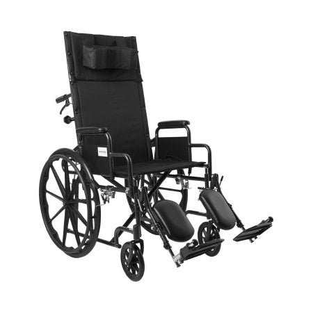 McKesson Reclining Desk Length Arm Swing-Away Elevating Legrest Black Upholstery 18 Inch Seat Width Wheelchair
