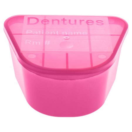 McKesson Denture Cup 8 oz. Pink Hinged Lid Single Patient Use
