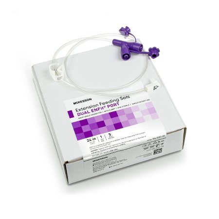 McKesson 24 Inch, Enfit, Y-Port, Right Angle Connector and Clamp, NonSterile Enteral Feeding Extension Set