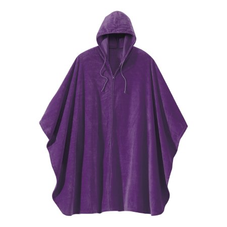 Silverts Adaptive Wheelchair Cape with Hood Silverts® Eggplant One Size Fits Most Front Opening Zipper Closure Unisex