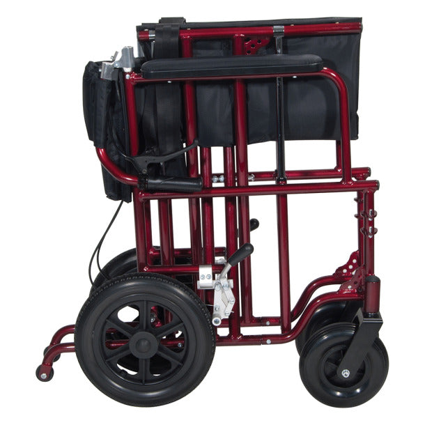 Blue Aluminum Bariatric 22 in. Seat Width Wheelchair with Swing-Away Footrest and Pushbar