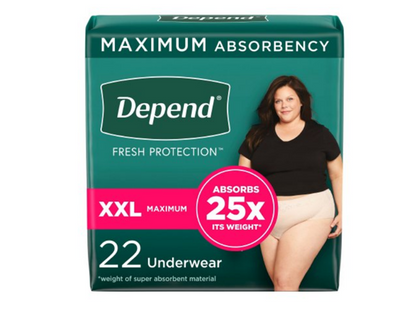Female Adult Absorbent Underwear Depend® Fresh Protection Waistband Style Large Disposable Heavy Absorbency