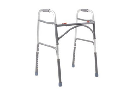 Bariatric Dual Release Folding Walker Adjustable Height McKesson Steel Frame 500 lbs. Weight Capacity 32-1/2 to 39 Inch Height
