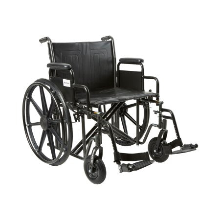 McKesson Bariatric Wheelchair Dual Axle Desk Length Arm Swing-Away Footrest Black Upholstery 22 Inch Seat Width Adult 450 lbs. Weight Capacity