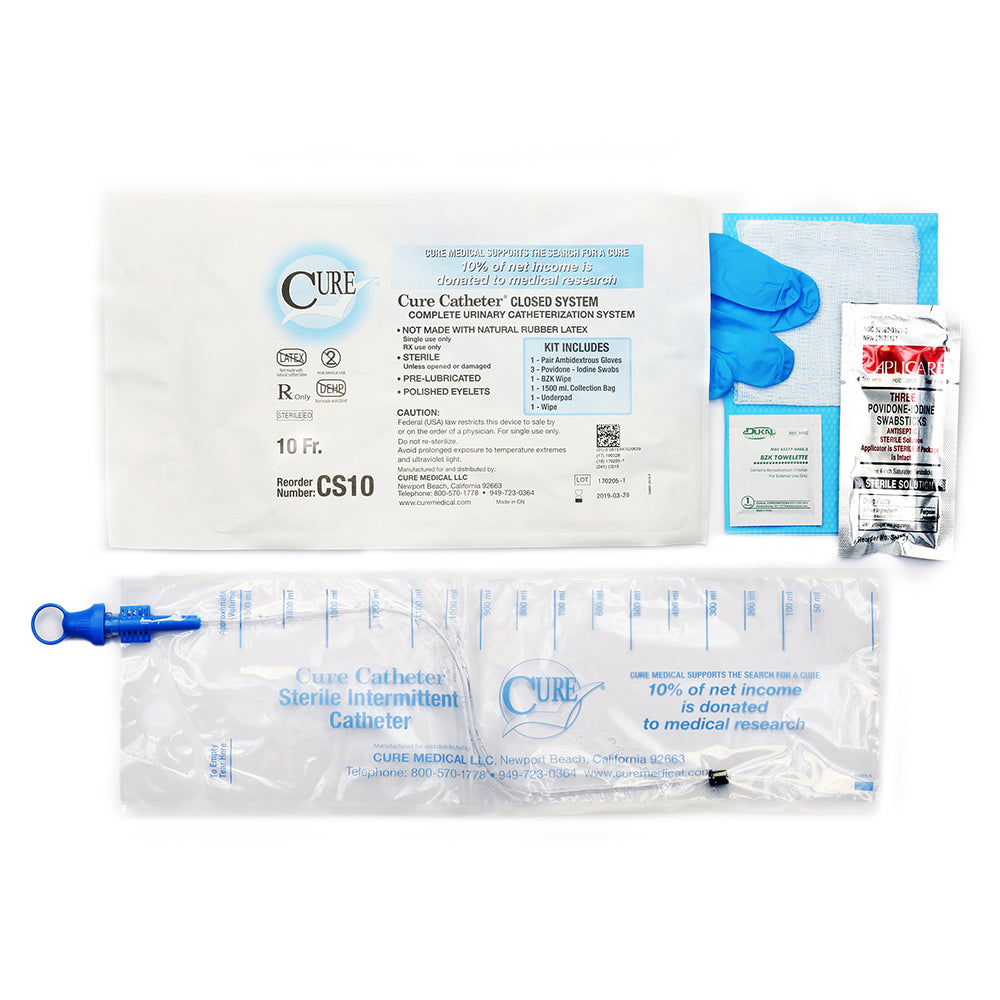 Cure Catheter® - Closed System / Unisex / Straight Tip with Kit