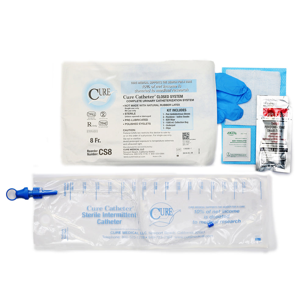 Cure Catheter® - Closed System / Unisex / Straight Tip with Kit